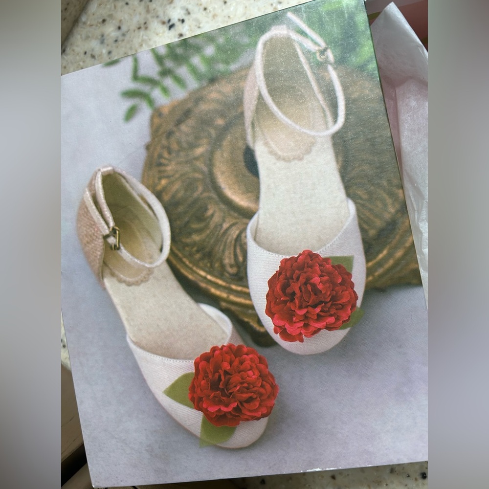 NEW Joyfolie Hailey Flat Mary Jane Youth Shoe Sz 11 Girl Y11 Red Flower Holiday - Picture 3 of 14